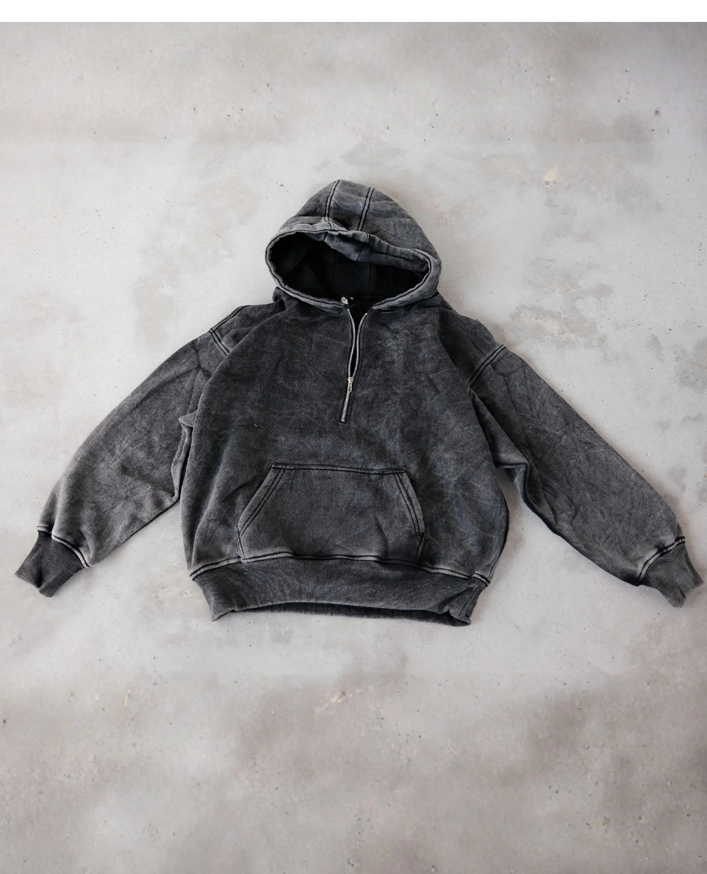 Crystal Wash 1/4 Zip Boxy Hoodie